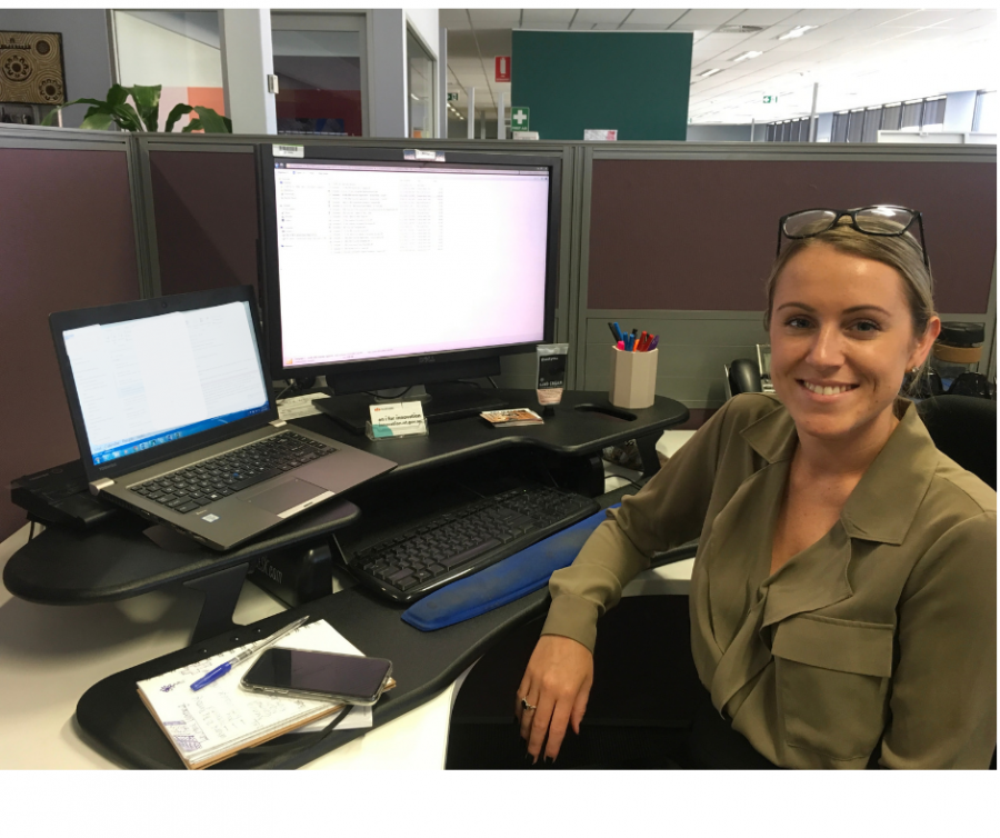 Amy Simson at her desk